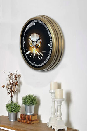 Hediyelik 40 Cm Eskitme Metal Elmas Duvar Saati