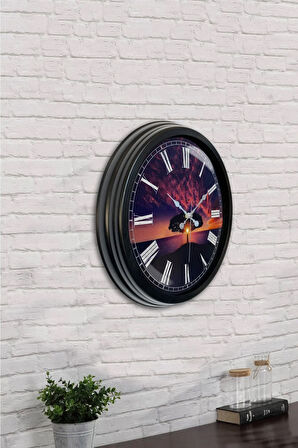 Hediyelik 40 Cm Siyah Metal Ağaç Duvar Saati