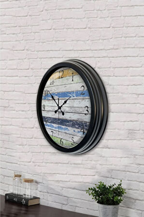 Hediyelik 40 Cm Siyah Metal Alaçatı Duvar Saati