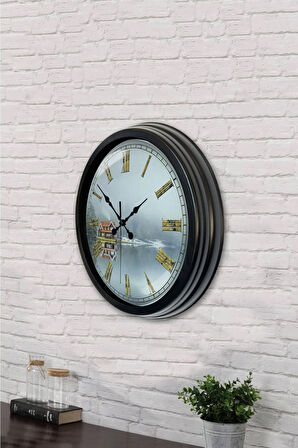 Hediyelik 40 Cm Siyah Metal Alanya Duvar Saati