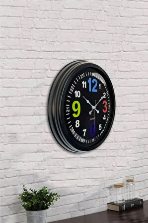 Hediyelik 40 Cm Siyah Metal 13-24 Duvar Saati