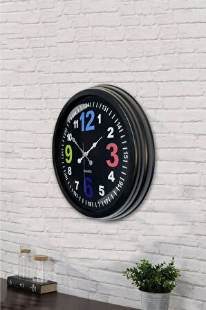 Hediyelik 40 Cm Siyah Metal 13-24 Duvar Saati