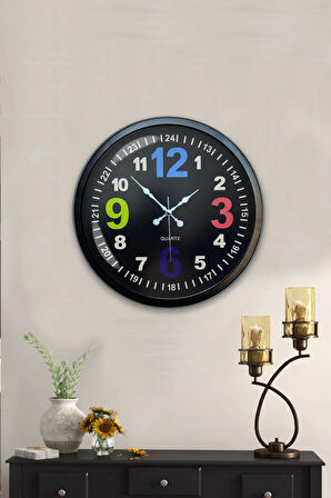 Hediyelik 40 Cm Siyah Metal 13-24 Duvar Saati