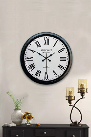 Hediyelik 40 Cm Siyah Metal Antiquite Duvar Saati