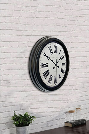 Hediyelik 40 Cm Siyah Metal Antique Duvar Saati