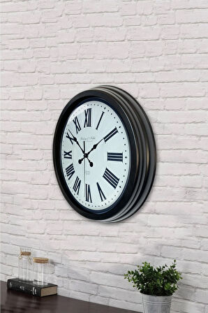 Hediyelik 40 Cm Siyah Metal Antique Duvar Saati