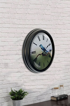 Hediyelik 40 Cm Siyah Metal Bird Duvar Saati