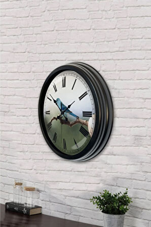 Hediyelik 40 Cm Siyah Metal Bird Duvar Saati