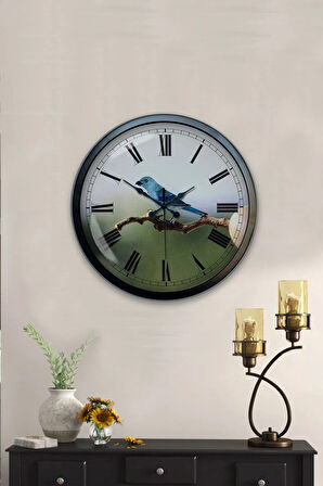 Hediyelik 40 Cm Siyah Metal Bird Duvar Saati