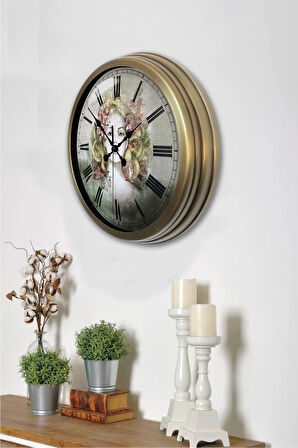 40 Cm Eskitme Metal Dekoratif Duvar Saati