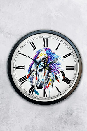 Hediyelik 40 Cm Siyah Metal At Duvar Saati