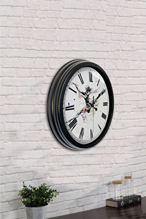 Hediyelik 40 Cm Siyah Metal Dans Duvar Saati