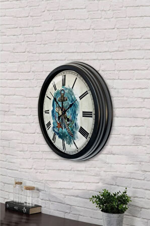 Hediyelik 40 Cm Siyah Metal Deniz Duvar Saati
