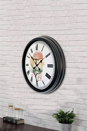 Hediyelik 40 Cm Siyah Metal Doğal Duvar Saati
