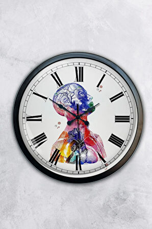 Hediyelik 40 Cm Siyah Metal Insan Duvar Saati