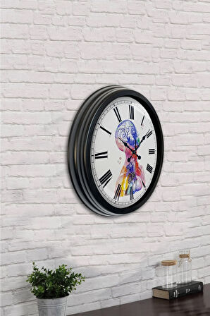 Hediyelik 40 Cm Siyah Metal Insan Duvar Saati
