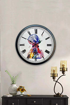 Hediyelik 40 Cm Siyah Metal Insan Duvar Saati