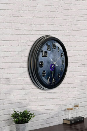 Hediyelik 40 Cm Siyah Metal Iron Duvar Saati