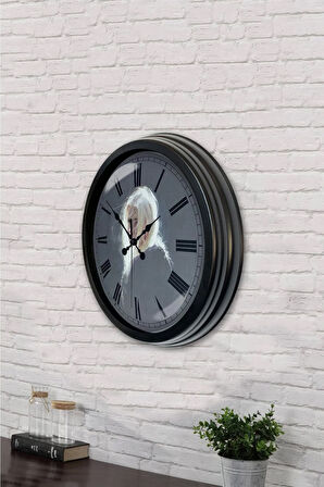 Hediyelik 40 Cm Siyah Metal Kadın Duvar Saati