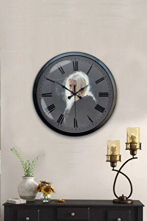 Hediyelik 40 Cm Siyah Metal Kadın Duvar Saati