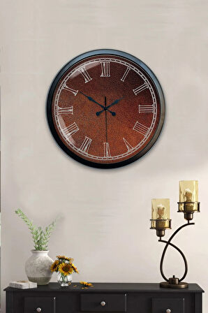 Hediyelik 40 Cm Siyah Metal Kahverengi Duvar Saati