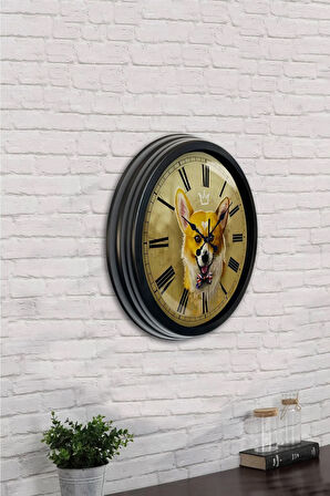 Hediyelik 40 Cm Siyah Metal Kurt Duvar Saati