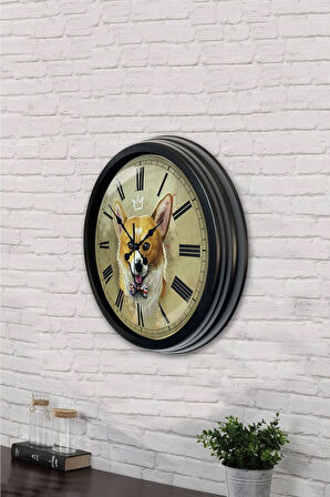 Hediyelik 40 Cm Siyah Metal Kurt Duvar Saati