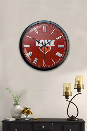 Hediyelik 40 Cm Siyah Metal Love Duvar Saati