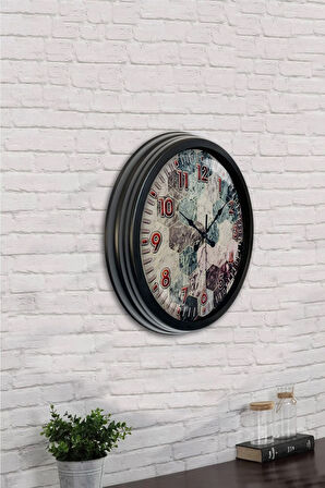 Hediyelik 40 Cm Siyah Metal Sezgisel Duvar Saati