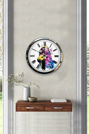 Hediyelik 40 Cm Krom Metal At Duvar Saati