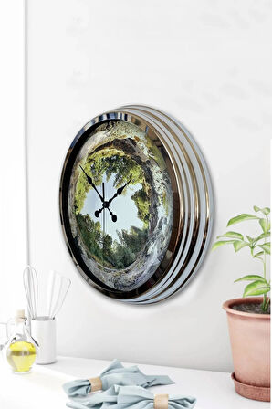 40 Cm Krom Metal Ağaç Duvar Saati Hediyelik