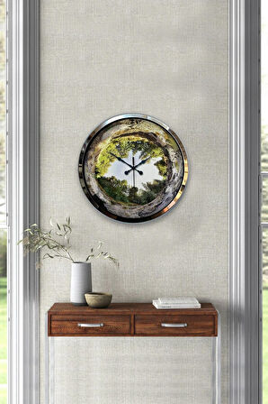 40 Cm Krom Metal Ağaç Duvar Saati Hediyelik