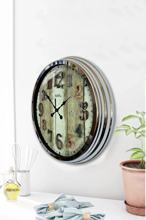 Hediyelik 40 Cm Krom Metal Eskitme Renkli Sayı Duvar Saati