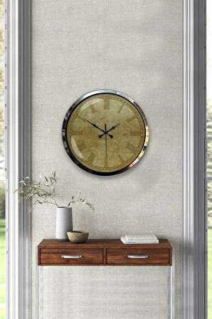 Hediyelik 40 Cm Krom Metal Eskitme Duvar Saati