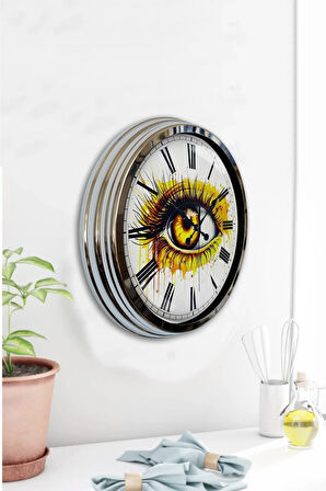 Hediyelik 40 Cm Krom Metal Göz Duvar Saati