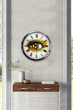 Hediyelik 40 Cm Krom Metal Göz Duvar Saati