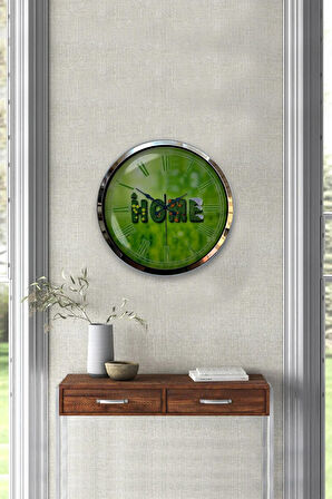 Hediyelik 40 Cm Krom Metal Home Duvar Saati