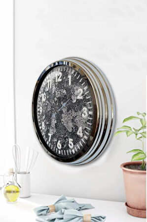 Hediyelik 40 Cm Krom Metal Kreter Duvar Saati