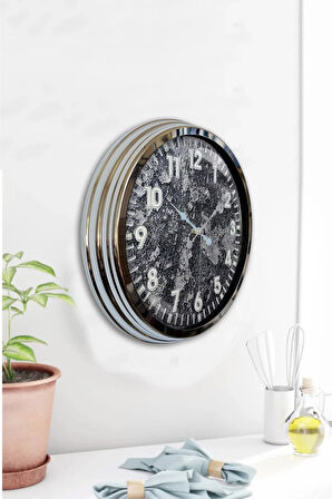 Hediyelik 40 Cm Krom Metal Kreter Duvar Saati