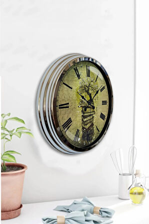 Hediyelik 40 Cm Krom Metal Kitap Duvar Saati