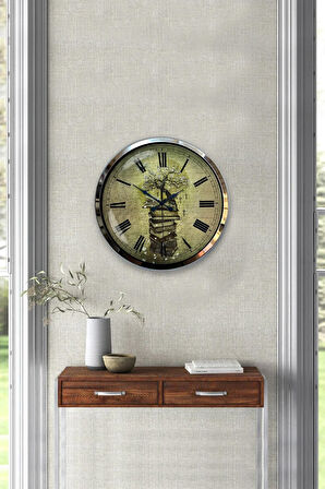 Hediyelik 40 Cm Krom Metal Kitap Duvar Saati