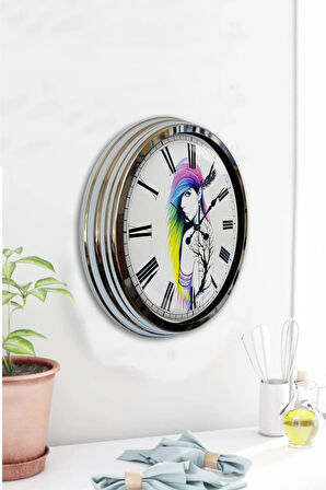 Hediyelik 40 Cm Krom Metal Karakter Duvar Saati