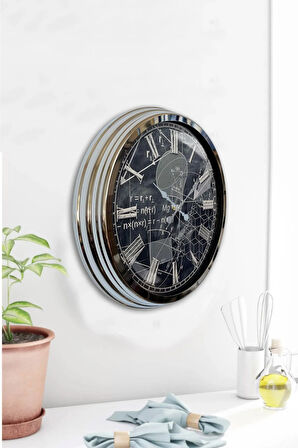 Hediyelik 40 Cm Krom Metal Matematik Duvar Saati