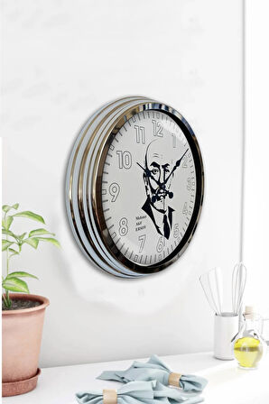 Hediyelik 40 Cm Krom Metal Mehmet Akif Ersoy Duvar Saati