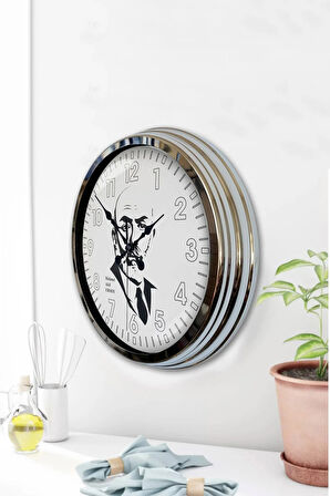 Hediyelik 40 Cm Krom Metal Mehmet Akif Ersoy Duvar Saati