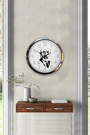 Hediyelik 40 Cm Krom Metal Mehmet Akif Ersoy Duvar Saati