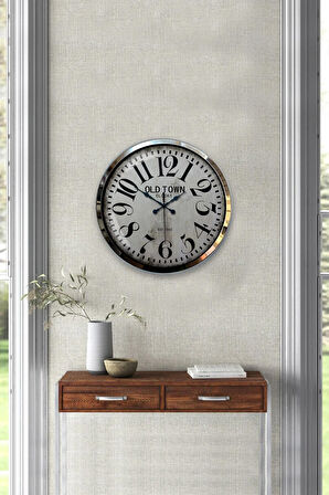 40 Cm Krom Metal Old Town Duvar Saati
