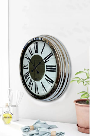 Hediyelik 40 Cm Krom Metal Royal Duvar Saati