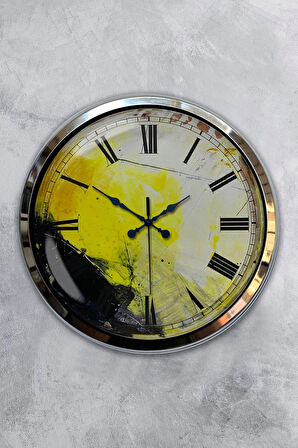 Hediyelik 40 Cm Krom Metal Sanatsal Duvar Saati