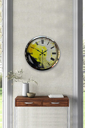 Hediyelik 40 Cm Krom Metal Sanatsal Duvar Saati